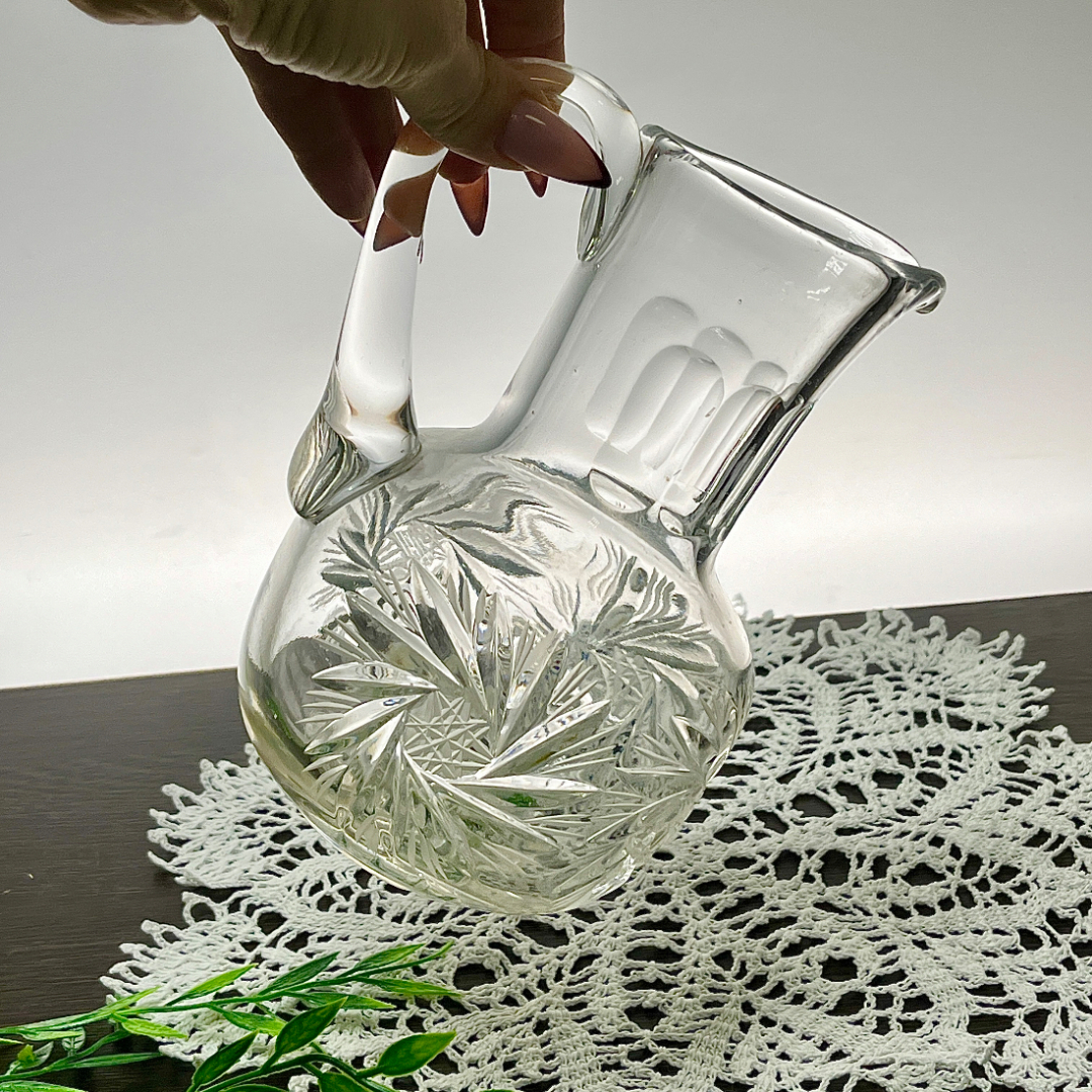 Кувшин небольшого размера для напитков. Дятьковский ХЗ. Хрусталь, алмазная грань, винтаж, СССР. Картинка 5